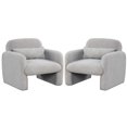 thumbnail image 1 of Gymax 2PCS Modern Accent Chair Sherpa Fabric Upholstered Armchair w/ Waist Pillow Grey, 1 of 10