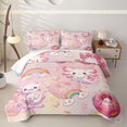 thumbnail image 2 of Erosebridal Kawaii Axolotl Twin Quilt Set,Pink Donut Rainbow Twin Coverlet Set For Girls,2pcs, 2 of 7