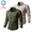 Army Green+Light Khaki, variant on 2 Pack Men's 100% Cotton Long Sleeve Cargo Shirts, Button Down Utility Work Shirts with Dual Chest Pockets, Outdoor Casual Dress Shirts for Daily Working