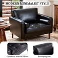 thumbnail image 3 of DREAMSIDEA PU Leather Accent Chairs Set of 2,Comfy Armchair Reading Chair with Pillows for Living Room Bedroom Reading Room,Black, 3 of 5