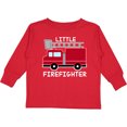 thumbnail image 3 of Inktastic Red Fire Little Firefighter White Text Boys or Girls Long Sleeve Toddler T-Shirt, 3 of 5