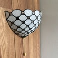 thumbnail image 3 of Enjoy Decor Lamps Classic 1-Light White Stained Glass Half Moon Crystal Beans Wall Sconce, 3 of 4
