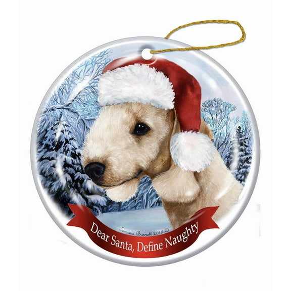 Holiday Pet Gifts Bedlington Terrier (Sandy) Santa Hat Dog Porcelain Ornament