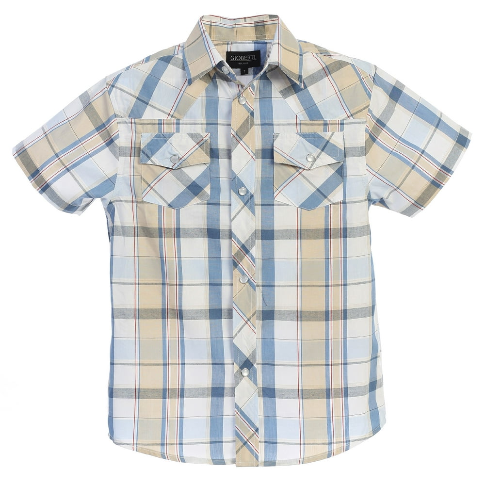 Gioberti - Gioberti Boys Casual Western Plaid Pearl Snap-on Buttons ...