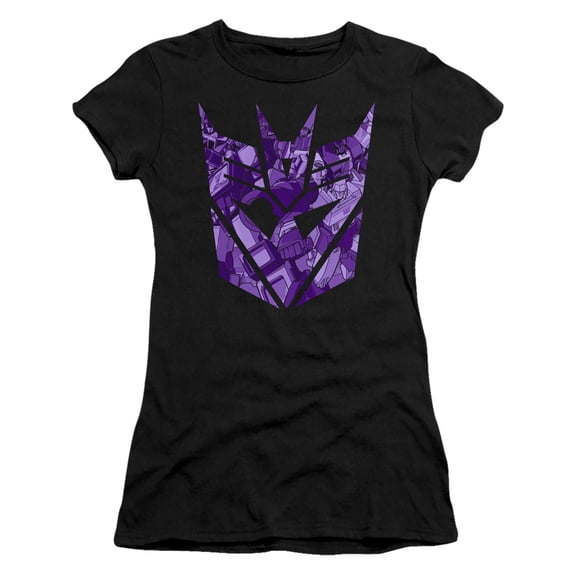 Transformers Tonal Decepticon S/S Junior Women's T-Shirt Sheer Black