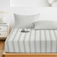thumbnail image 6 of Twin XL Size Fitted Sheet Set - Sage Green Striped 2 Piece Bedding Sets 16" Deep Pocket Fitted Sheet with 1 Pillowcases, Sage Green White Stripes Farmhouse Brushed Microfiber Hotel Luxury Bed Sheets, 6 of 9