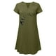 thumbnail image 3 of Vestido de cáñamo de bambú con estampado de cobertura suelta y cuello en V retro vintage de manga corta para mujer Pompotops ghjkhdj17481, 3 of 4