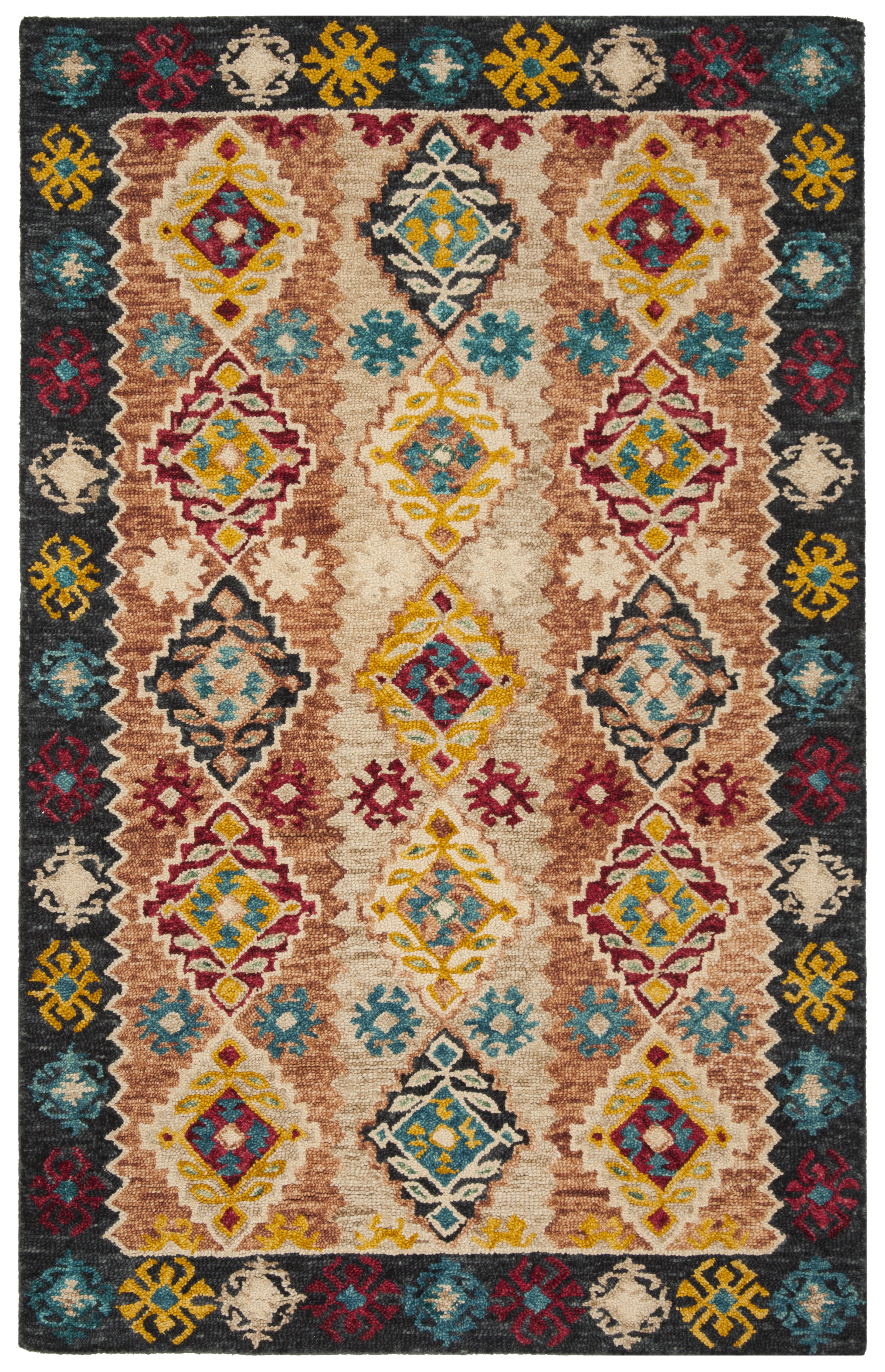 SAFAVIEH Aspen Jovka Geometric Wool Area Rug, Beige/Charcoal, 4' x 6'