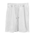 thumbnail image 6 of AWARDER Men's Summer 2-Piece Set, Knitted Solid Color Jacquard Short Sleeve T-Shirt and Casual Shorts, Breathable Lounge Outfit For Spring and Summer Season,White,3XL, 6 of 9