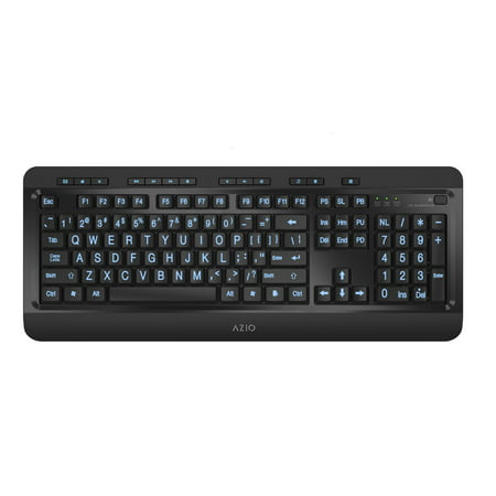 Azio Keyboard Tri-Color Backlit Large Print Wired USB (Best Keyboard For Large Hands)