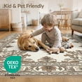 thumbnail image 4 of ODIKA 8'x10' Washable Area Rug Durable, Non-Slip Carpetas Decorative Structured Border Allover Botanical Vintage for Living Room, Under Sectional, Family, 4 of 7