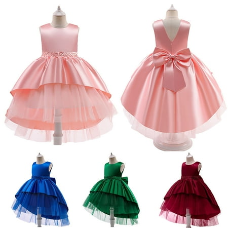 

YUGYXL Toddler Girl Tulle Dress Little Girls High Low Hem Puffy Pleated Dress Flower Girl Mesh Tiered Dresses Soft Comfy Kids Party Ball Gown Dress November Gift for Toddler Size 2-3Years