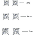 thumbnail image 4 of Savlano 9 Pair In White, Yellow & Rose 14K Gold Plated Cubic Zirconia Princess Cut Stud Earrings Comes In 4mm, 6mm & 8mm For Women & Men, 4 of 7