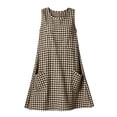 thumbnail image 5 of QUNYINEY A Line Sun Dresses for Women 2026 Midi Sleeveless Summer Plaid Tank Dress Crew Neck Beach with Pockets Loose Fit Dresses, 5 of 8