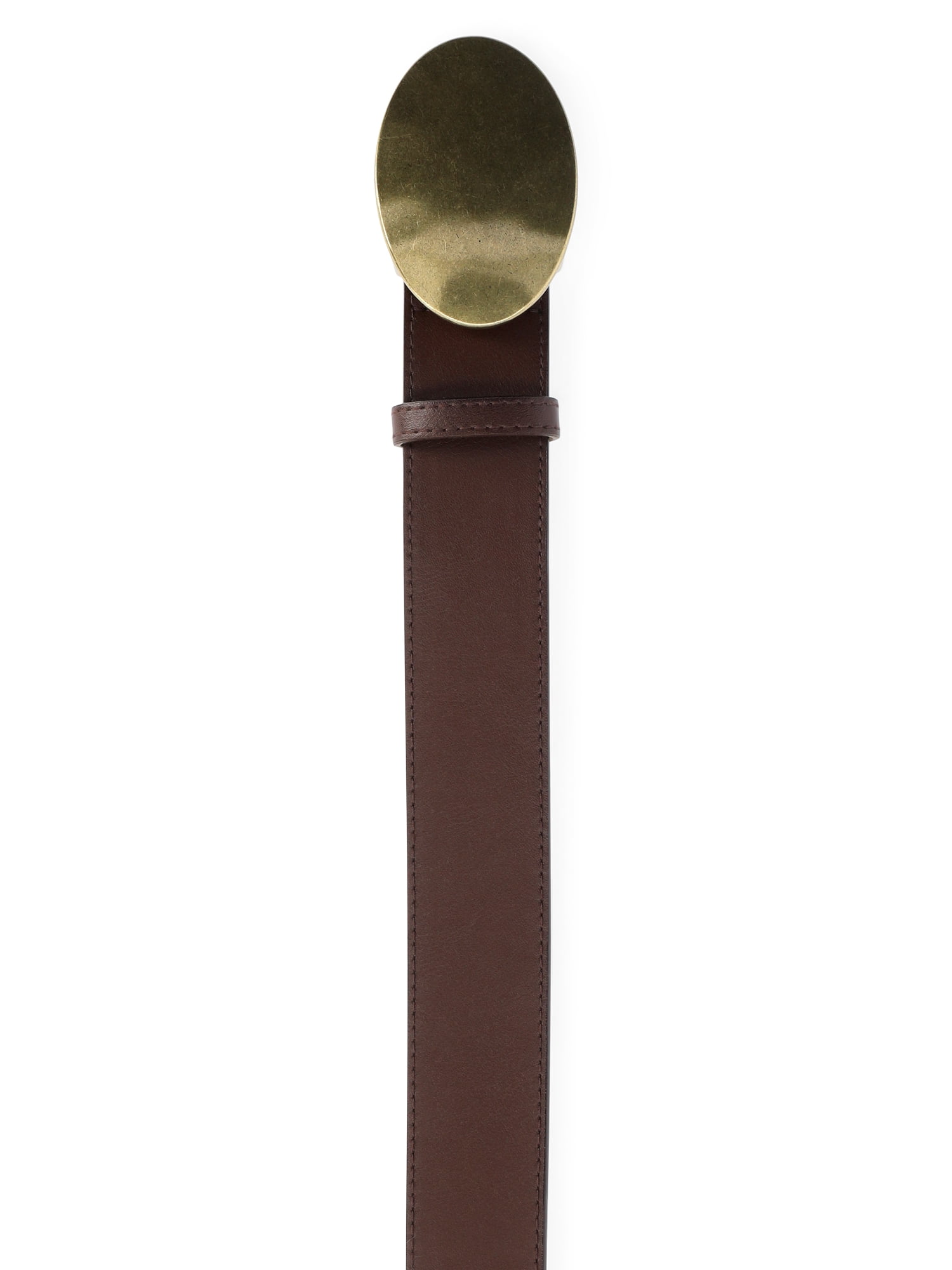 No Boundaries Hammered Buckle Faux Leather Belt, Women's S/M-2XL