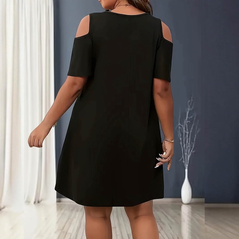cold shoulder dress casual White Mark Women's Cold Shoulder 3/4 Sleeve Dress Ivory/Orange / M