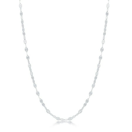 925 Sterling Silver Italian Rhodium Plated/14K Gold Plated/14K Rose Gold Plated 2mm Flat Mirror Oval Chain Necklace Jewelry for Women or Teens