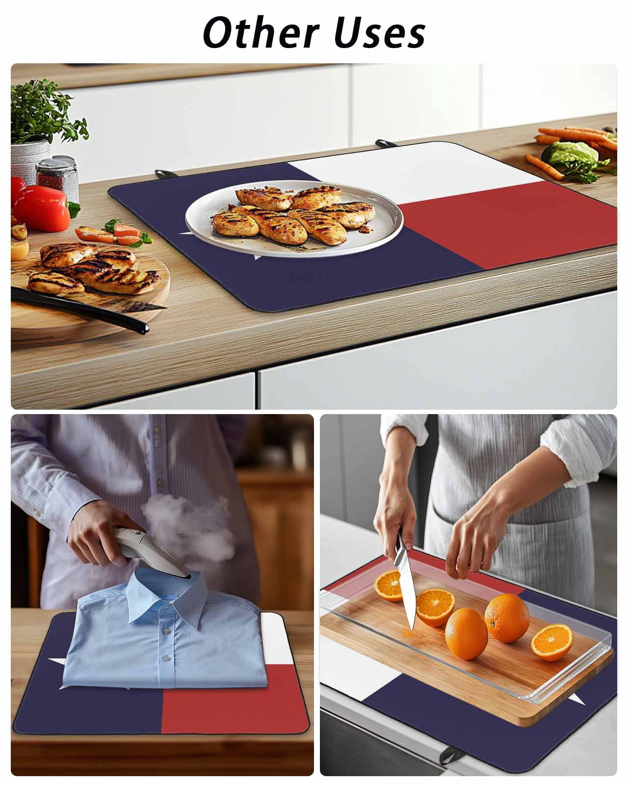 Stove Top Covers for Electric Stove,Blue Red White Texas Flag with Star Glass Stovetop Cover Protector,Minimalistic Geometric Stripe Cooktop Protector Oven Mat for Kitchen Countertop 24"x21"