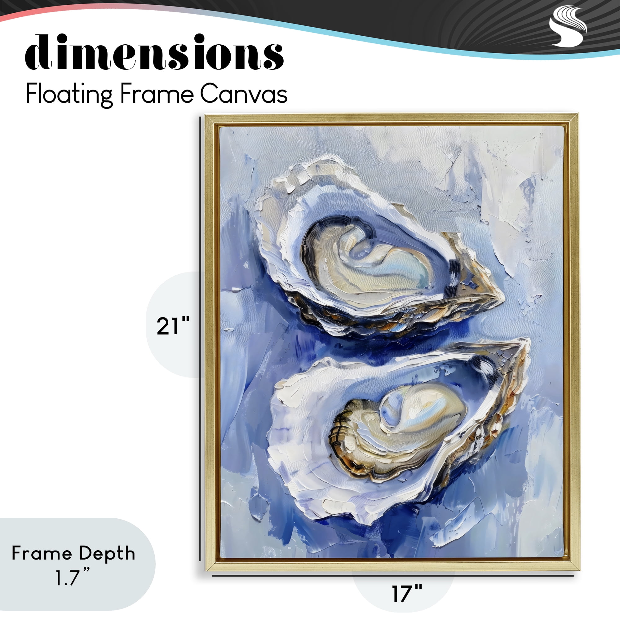 Stupell Industries Coastal Oysters in Pearlescent Light Gold Framed Floater Canvas Wall Art, design by Creative Studio