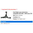 thumbnail image 2 of Front Right Lower Control Arm - Compatible with 2004 - 2008 Acura TSX 2005 2006 2007, 2 of 2