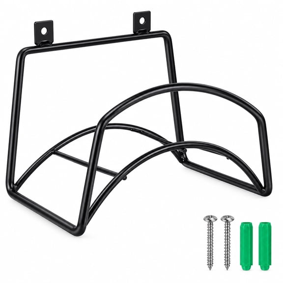 Aemutady Wall Mount Garden Hose Holder, Metal Hose Hanger, Black