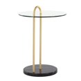 thumbnail image 3 of Lumisource Claire Contemporary/Glam Side Table in Black Marble and Gold Steel with Clear Glass Top, 3 of 7