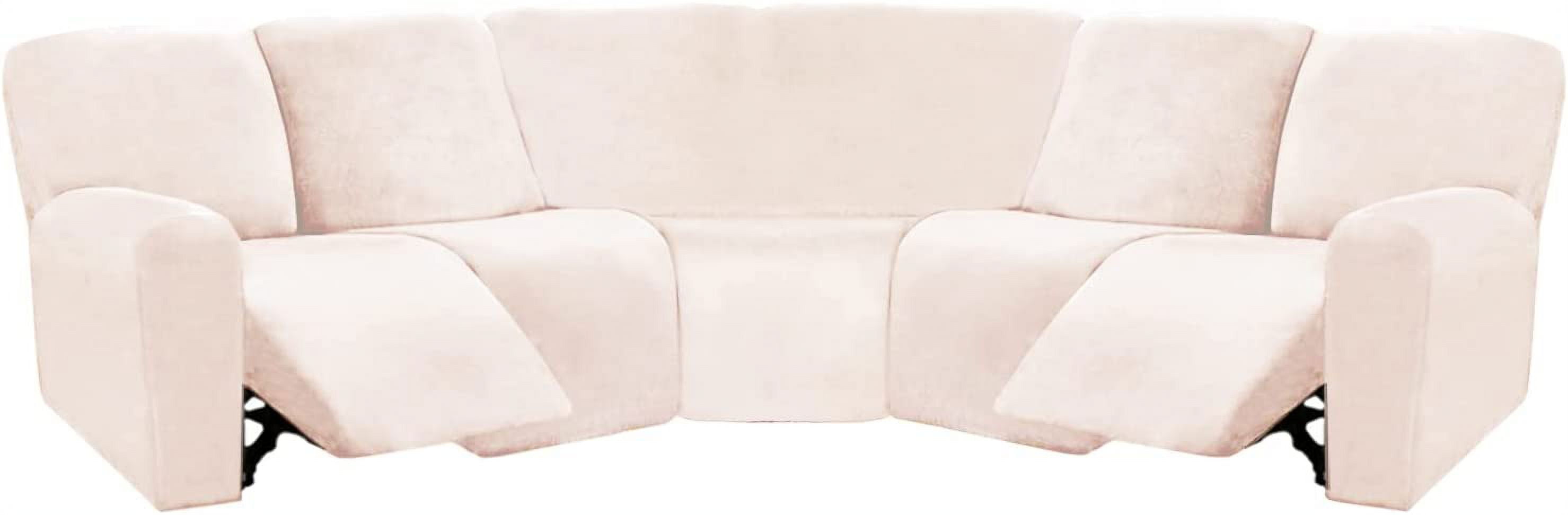 SHMAMT 7Piece L Shape Sectional Recliner Sofa Covers, Velvet Stretch