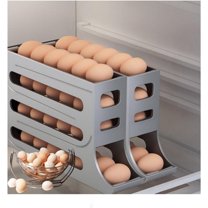 4 Tiers Egg Holder for Fridge, Automatic Egg Rolling Dispenser, Space Saving Egg Tray for Refrigerator, Holds 30Eggs Simultaneously (Color : Yellow)
