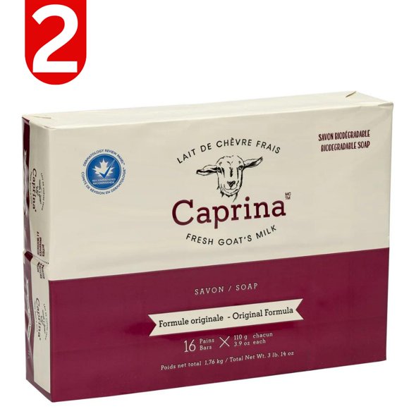 Caprina Savon au Lait de Chèvre, 16 x 110 g / Lot de 2