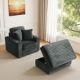thumbnail image 4 of DREAMISDEA Oversized Accent Chair with Storage Ottoman & Cup Holder, Faux Fur Upholstered Sofa Bed Indoor Chaise Lounge Chair for Living Room, Comfy Large Arm Chair Reading Seat - Dark Gray, 4 of 6
