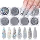 thumbnail image 1 of Brillo de uñas holográfico Lentejuelas Suministros de arte de uñas Uñas 3D Copos de brillo Uñas acrílicas brillantes Polvo de polvo Juego de brillos de uñas de plata para decoración de uñas Puntas de Namotu CZMR-YX209, 1 of 7