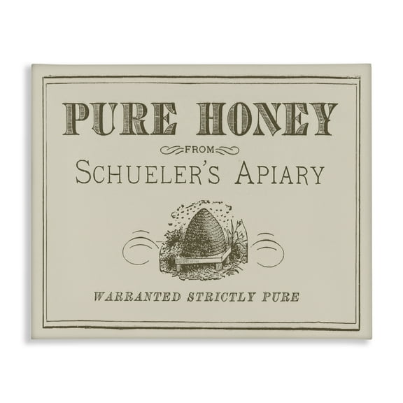 Stupell Industries Vintage Pure Honey Food & Beverage Painting Wrapped Canvas Art Print Wall Art, 20 x 16