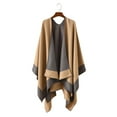 thumbnail image 1 of Womens Winter Clothes Womens Fashion Autumn Winter Color Matching Cloak Sweater Shawl Tops, 1 of 5