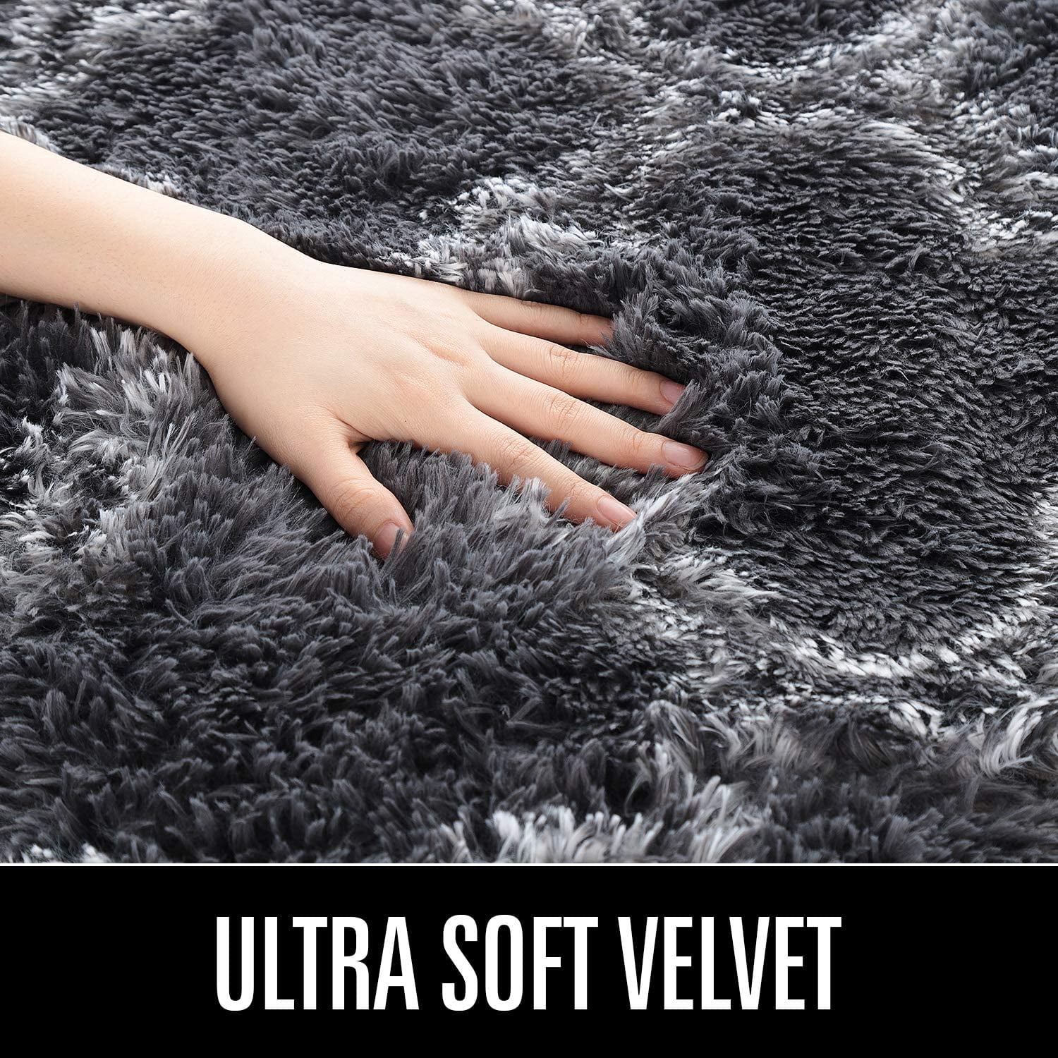 Lochas Shag Geometric Area Rug Plush Fluffy Rugs Soft Moroccan Carpets for Bedroom Living Room Home Decor Mat,6'x9',Dark Gray/White