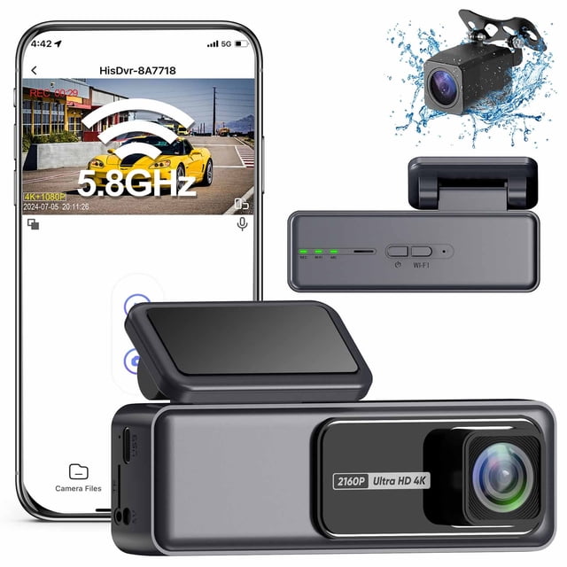 Danhjin Dash Cam 4K Dash Cam Front And Rear Hd Dash Camera for Cars With Infrared Night Vision 170 Degrees Wide Parking Monitor Loop Recording App