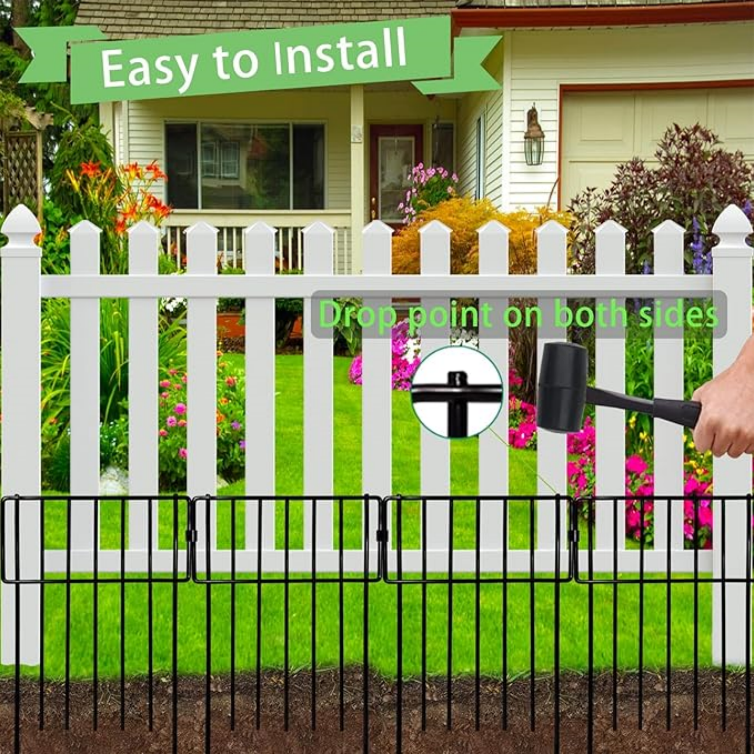 Animal Barrier, 19 Pack No Dig Decorative Fences, 17in(H) x19ft(L) Rustproof Metal Wire Small Garden Fence Border for Dogs Rabbits