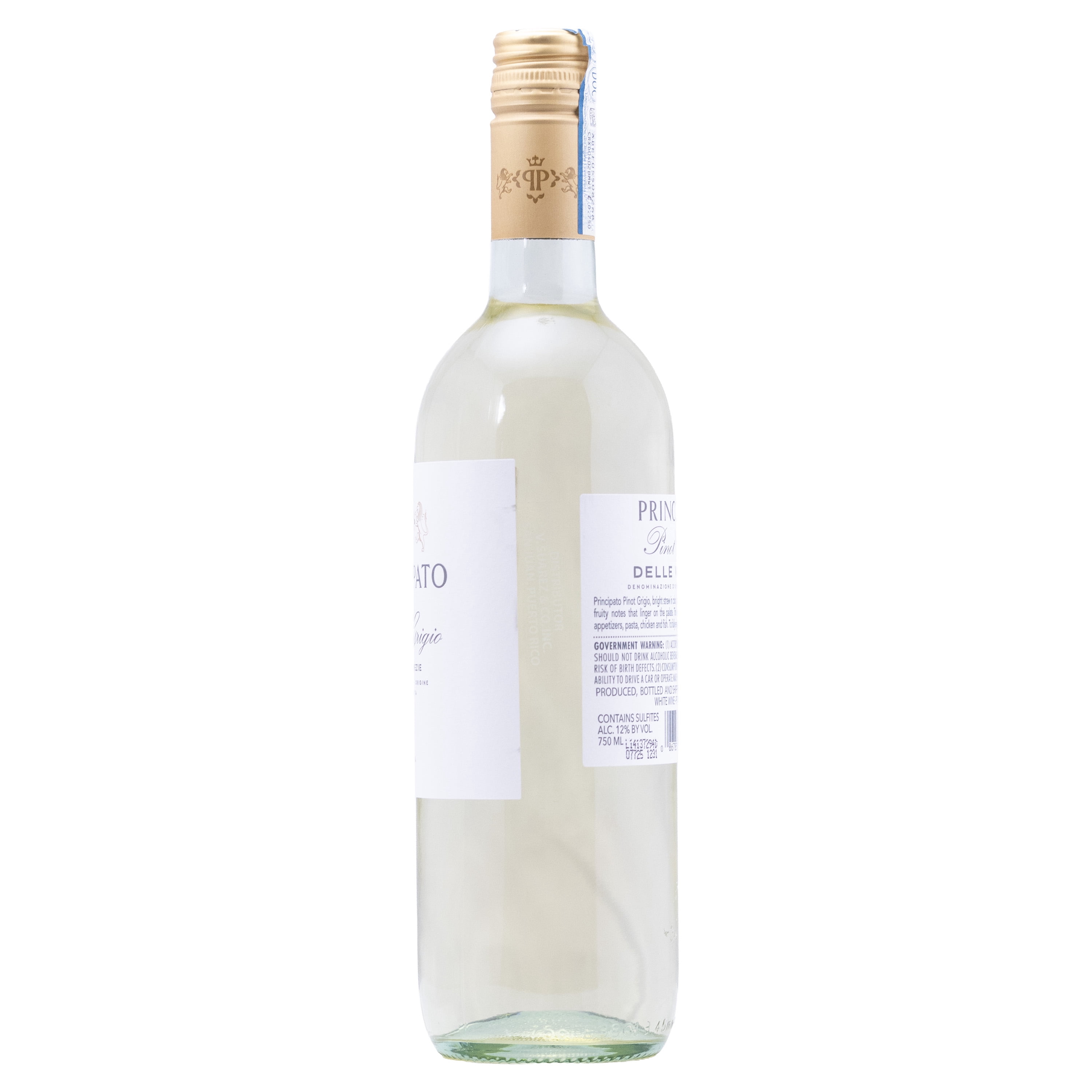 Principato Pinot Grigio White Wine, 750ml, 12% ABV, Crisp and