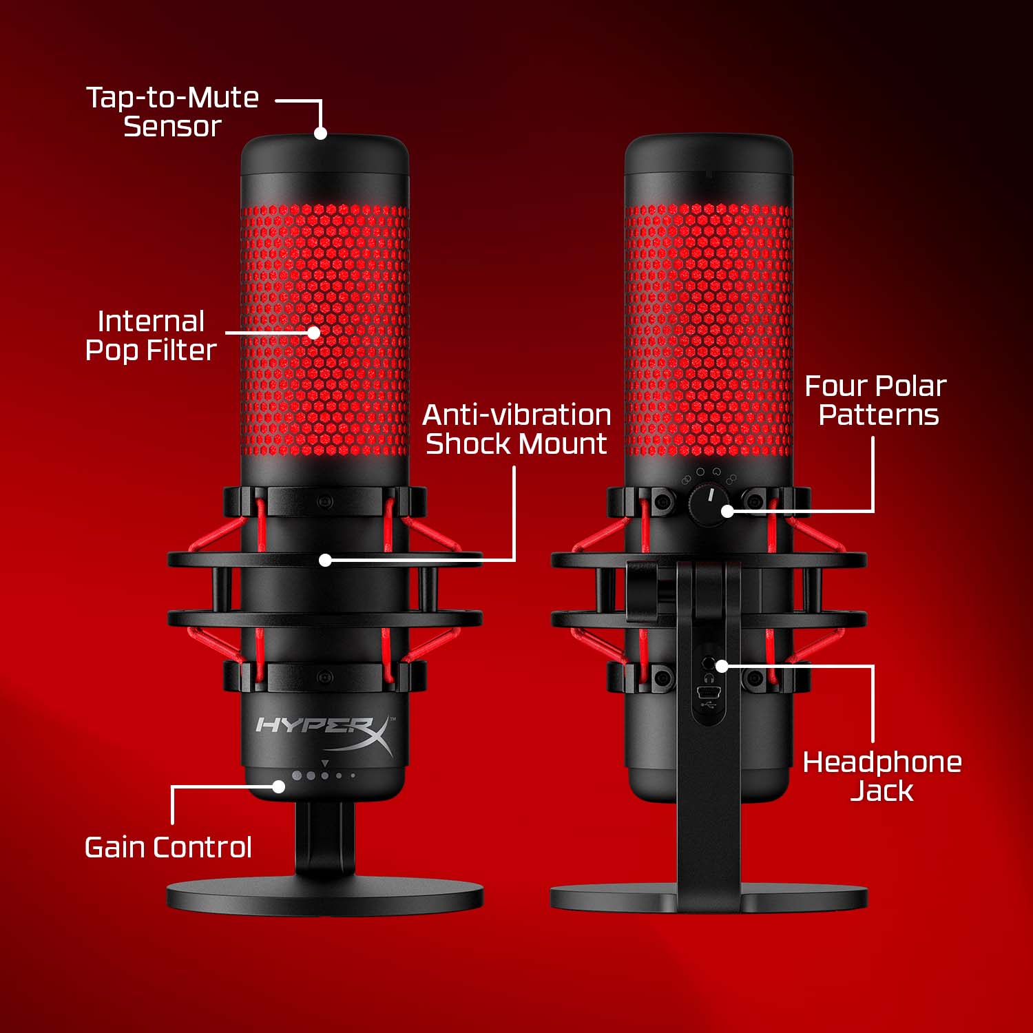 HyperX QuadCast - USB Condenser Gaming Microphone, for PC, PS4 