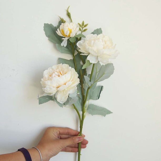 Flor Artificial de Rosa Occidental, Decoración de Boda de Peonía, Macarrón de Peonía Blanca