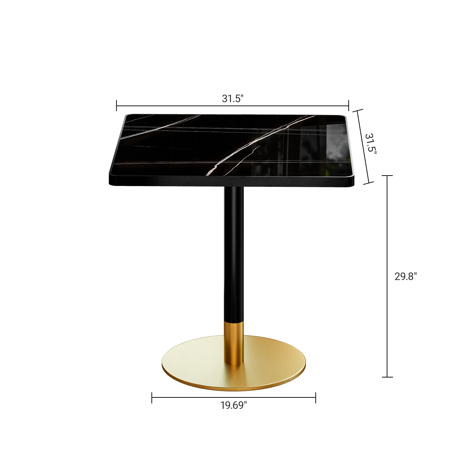 Square Modern Dining Table 31.5" Bistro Tulip Table with Faux Marble Top, White