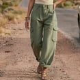thumbnail image 7 of Womens Barrel Baggy Cargo Pants Casual High Waisted Wide Leg Hiking Joggers with Pockets Army Green XL(XL), 7 of 7