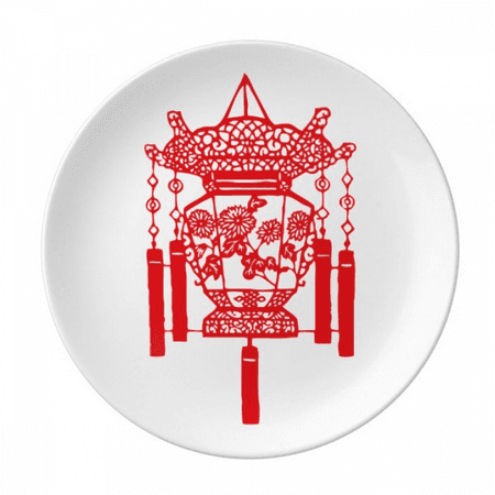 

chinese paper cutting red pattern plate decorative porcelain salver tableware dinner dish