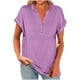 thumbnail image 1 of Blusas para las Mujeres Casual Verano Botón Sólido V-Cuello Suelto Camiseta, Moda Algodón/Lino Mezcla Blusa, 1 of 9