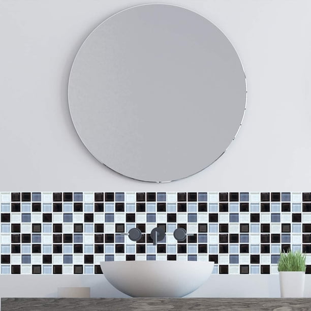 Baldosa autoadhesiva para mosaico, autoadhesiva, impermeable, para pared, autoadhesiva, para azulejos, decorativa, para pared, dise?o de azulejos de cemento para cocina, ba?o, 20 x 20 (mosaico) ZefeiWu 1327533431910