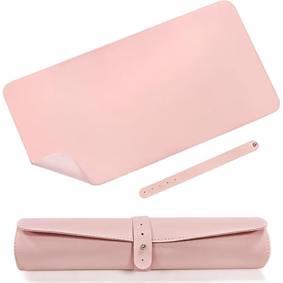 Homlyo Leather Desk Protector, Office Mat, Large Mouse Mat, Non-Slip PU Leather Blotter, Laptop Pad, Waterproof Writing Pad for Office and Home (Light Pink, 23.6" x 11.8")