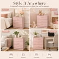thumbnail image 5 of SESSLIFE 3 Drawer Nightstand, Pink Night Stand with Gold Handles, Wood Bedside Table Storage Cabinet, Multi-Scene Furniture for Bedroom, Living Room, 5 of 8