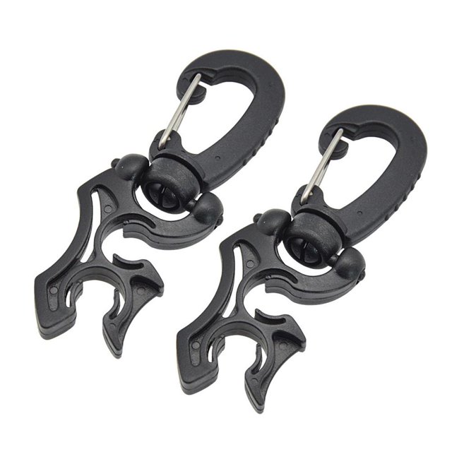 Clips De Soporte Para Manguera De Buceo, 2 Uds., Rotación De 360 Grados, Clip De Manguera Bcd Doble Para Buceo Con Hebilla De Gancho A Presión Vogacara OD016459-01