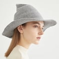 thumbnail image 2 of ZHAOCHENG Sombrero de bruja mago para mujer (gris 56-58 cm), sombrero de lana, ropa para adultos, accesorios de fiesta, sombrero de juego de rol de camuflaje de Halloween, 2 of 5