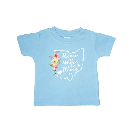 

Inktastic Ohio Home is Where the Heart is with Watercolor Floral Gift Baby Boy or Baby Girl T-Shirt