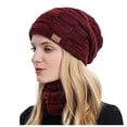 thumbnail image 1 of Fgnfyis Winter Knit Hat and Scarf Set Wool Blend Warm Neck Protection Two Piece Accessory Wine, 1 of 5